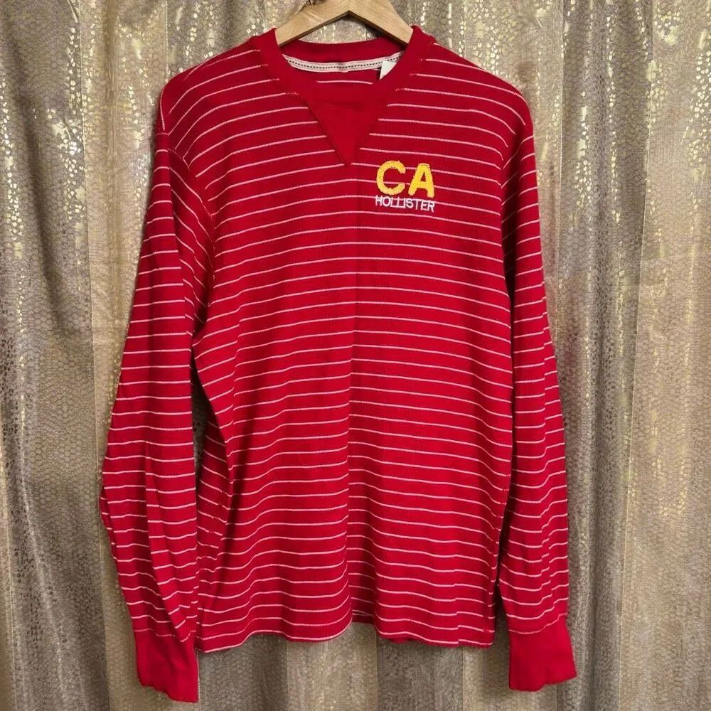 Hollister Deadstock NWT Vintage Y2K Red Striped Dana Pt. Sweater Large